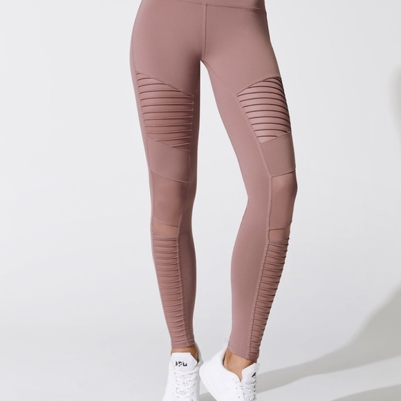 ALO Yoga High Waist Moto Leggings in NUDE w/ mesh panels. Xxs - Picture 1 of 5